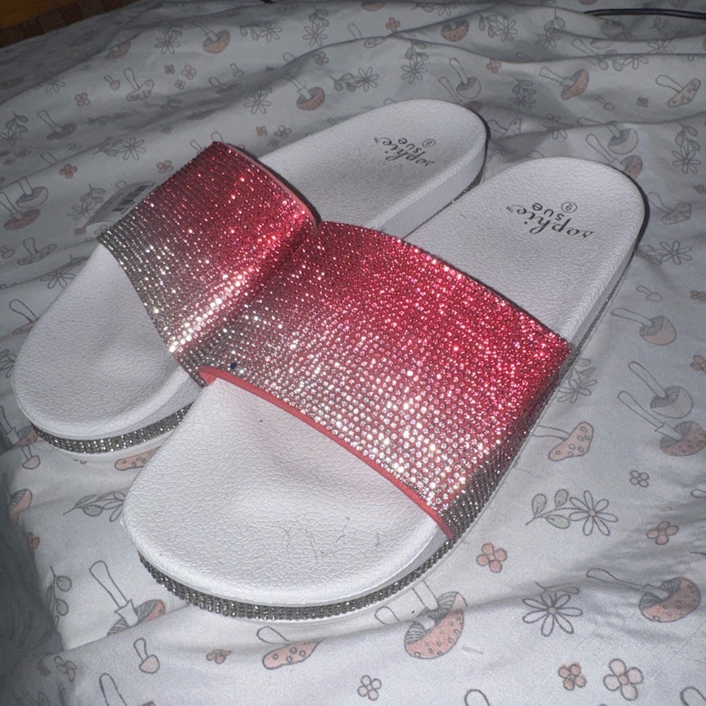 SparkleSlide Women’s Rhinestone Slide Sandals - Pink Ombre